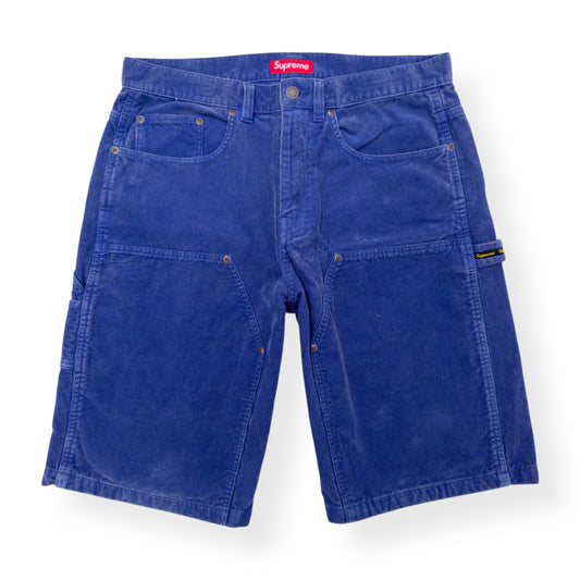 SUPREME WASHED CORDUROY DOUBLE KNEE SHORTS BLUE M