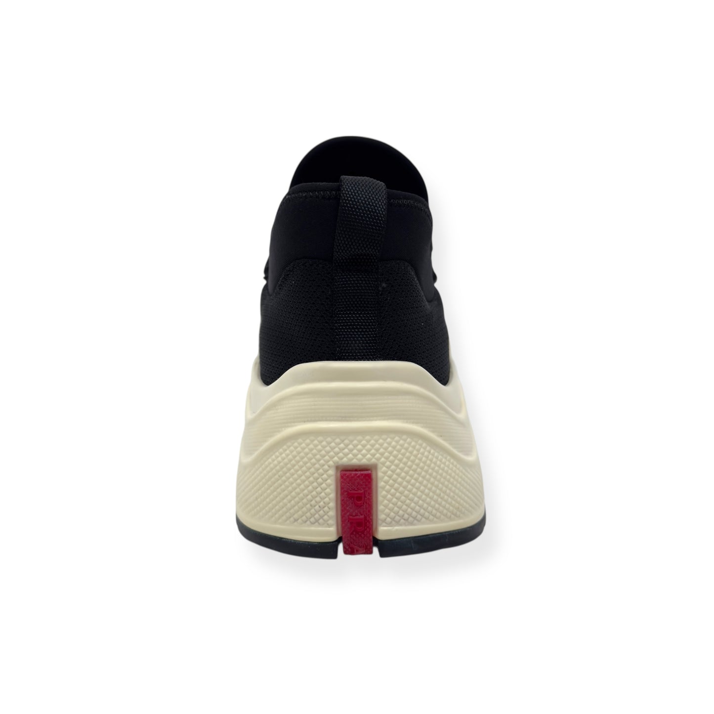 PRADA NEOPRENE LOW TOP SNEAKER BLACK / WHITE UK7