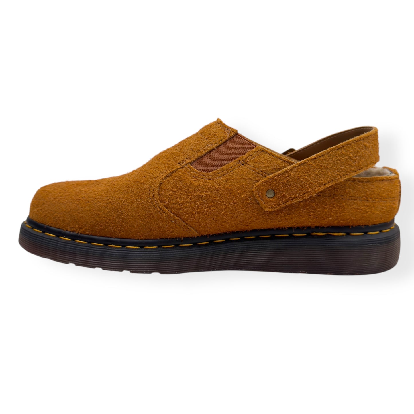 DR. MARTENS ISHAM FAUX SHEARLING LINED SUEDE MULES PECAN BROWN UK11