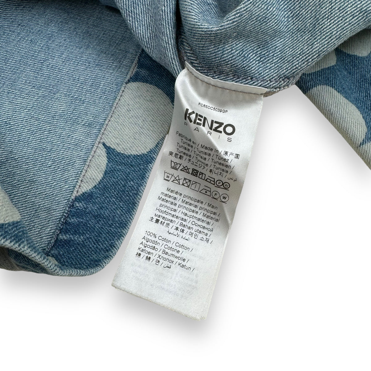 KENZO PARIS FLORAL-PRINT DENIM JACKET BLUE XL