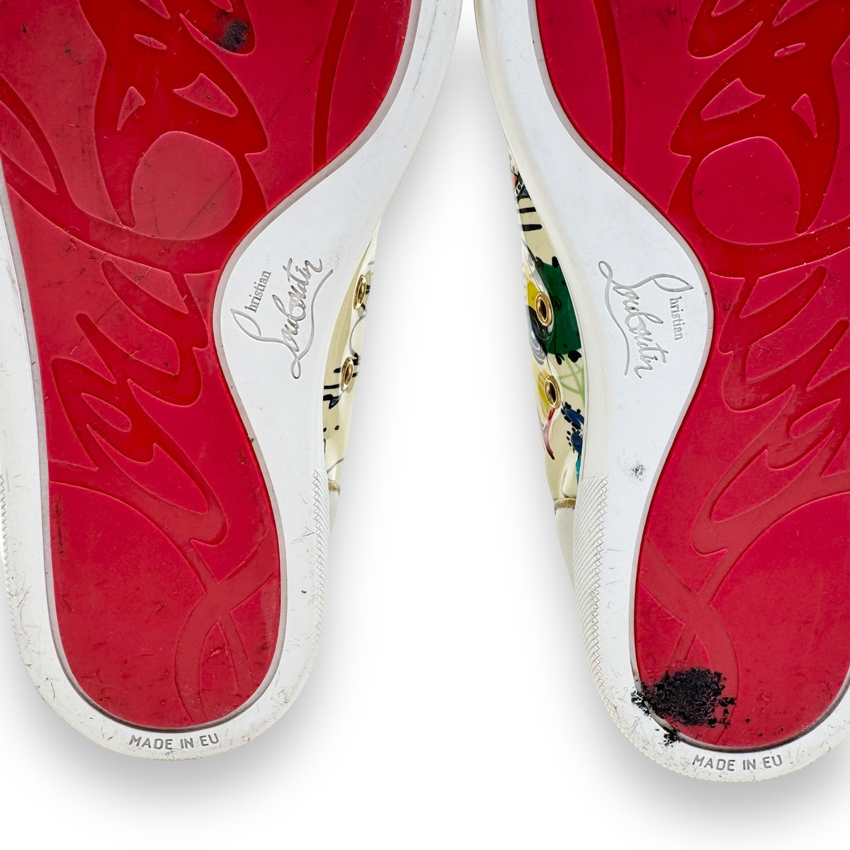 CHRISTIAN LOUBOUTIN GRAFFITI LOUIS HIGH TOP PATENT LEATHER SNEAKER UK8