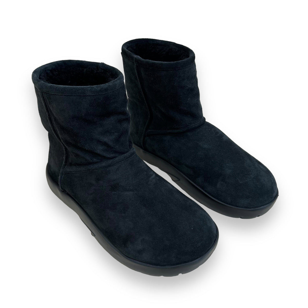 BOTTEGA VENETA SNAP ANKLE SHEARLING LINED BOOTS BLACK UK10