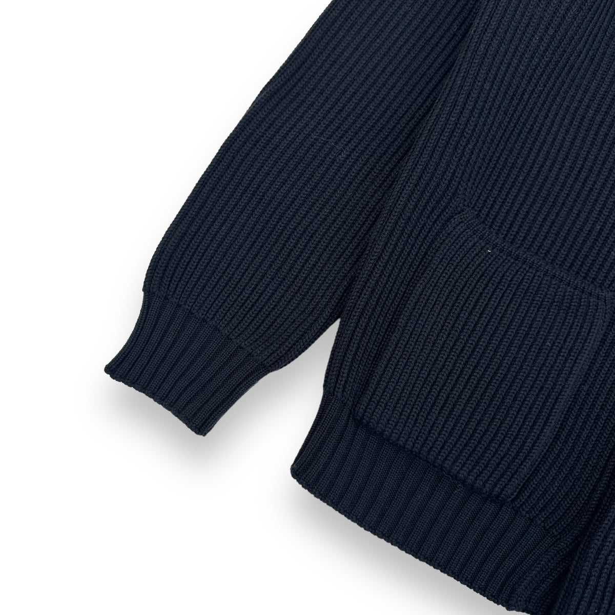 THOM SWEENEY AW23 SINGLE BREASTED WOOL / CASHMERE CARDIGAN NAVY L
