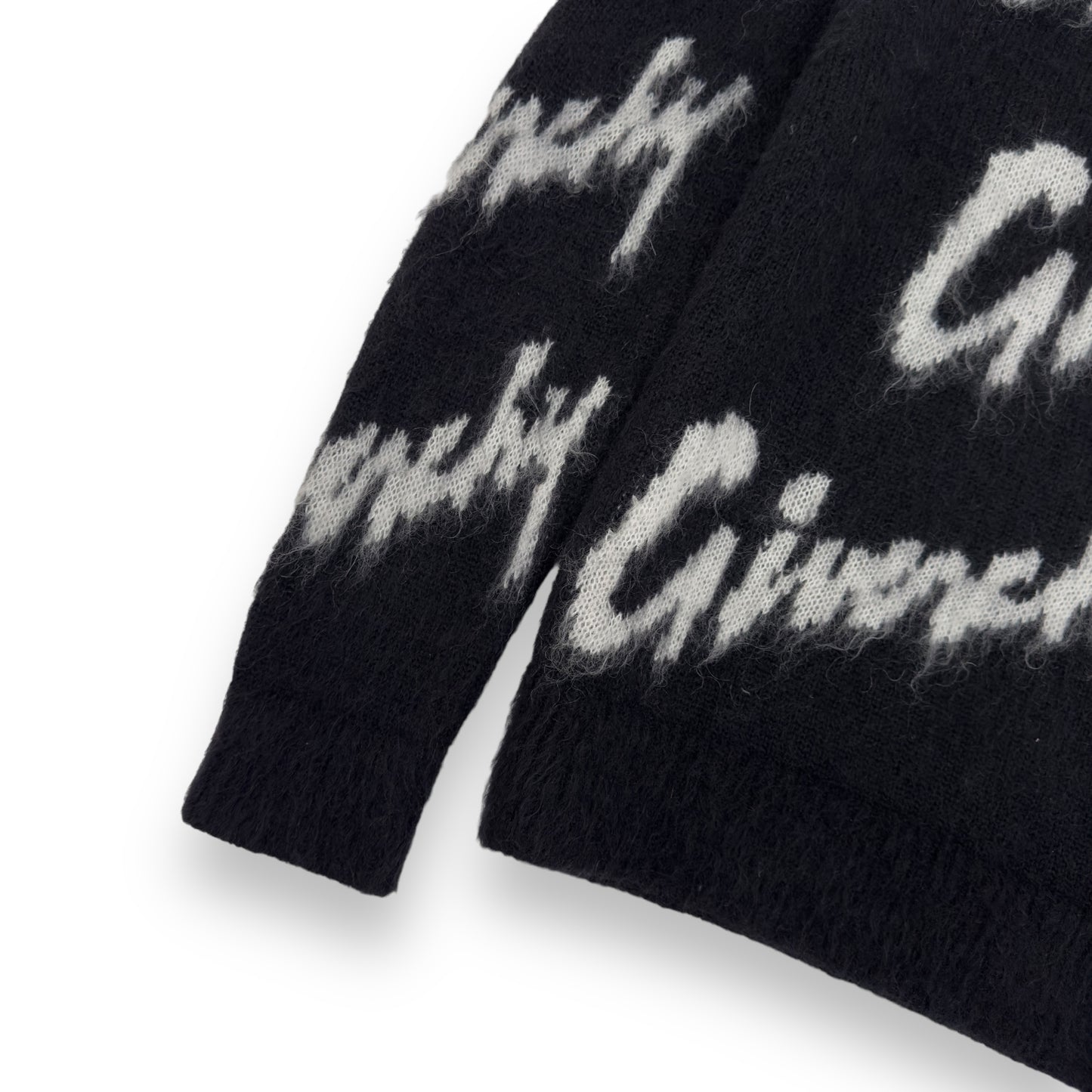 GIVENCHY MOHAIR LOGO PRINT KNITTED JUMPER BLACK / WHITE M