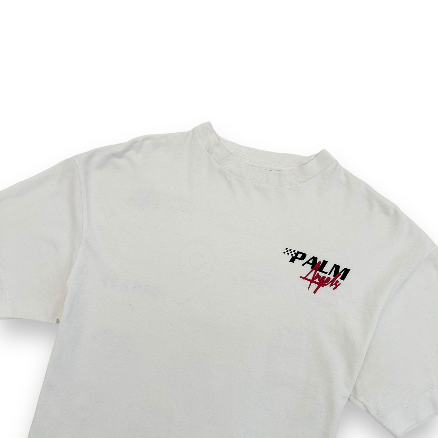 PALM ANGELS RACING LOGO T-SHIRT WHITE M