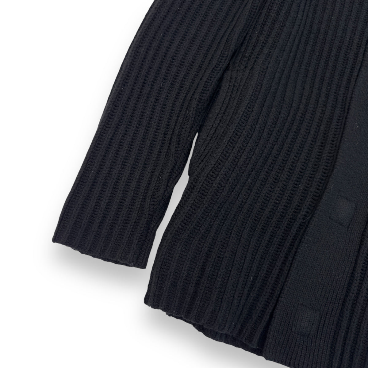 HELMUT LANG MAGNETIC RIBBED WOOL HOODIE BLACK M