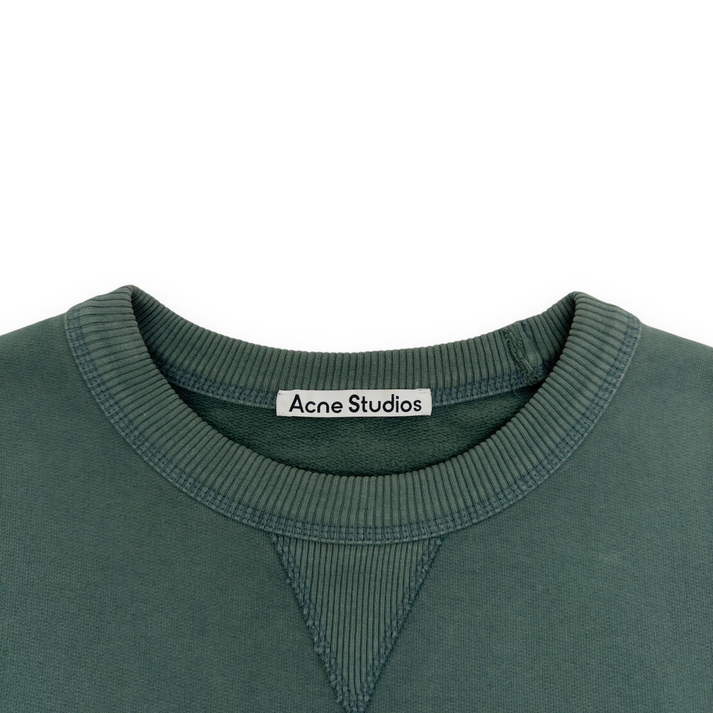 ACNE STUDIOS LOGO CREWNECK SWEATSHIRT FOREST GREEN L Wylist