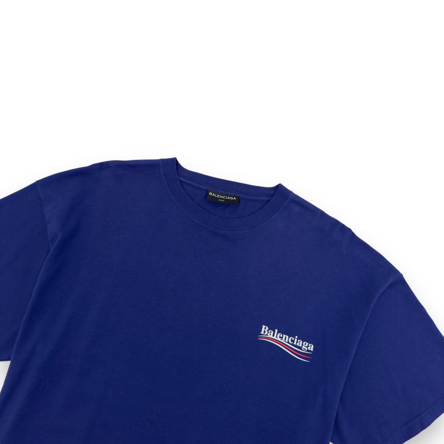 BALENCIAGA POLITICAL LOGO T-SHIRT BLUE L