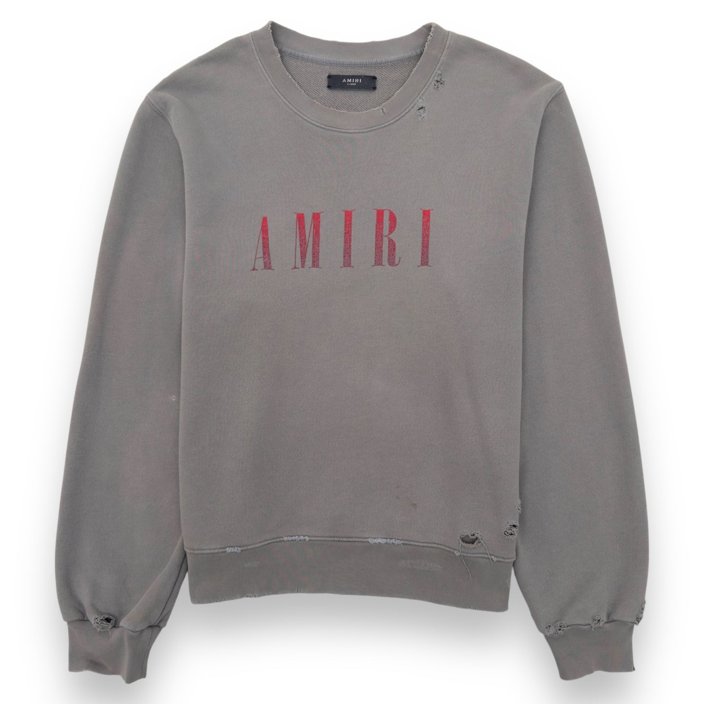 AMIRI DISTRESSED LOGO-PRINT SWEATSHIRT GREY / RED XL