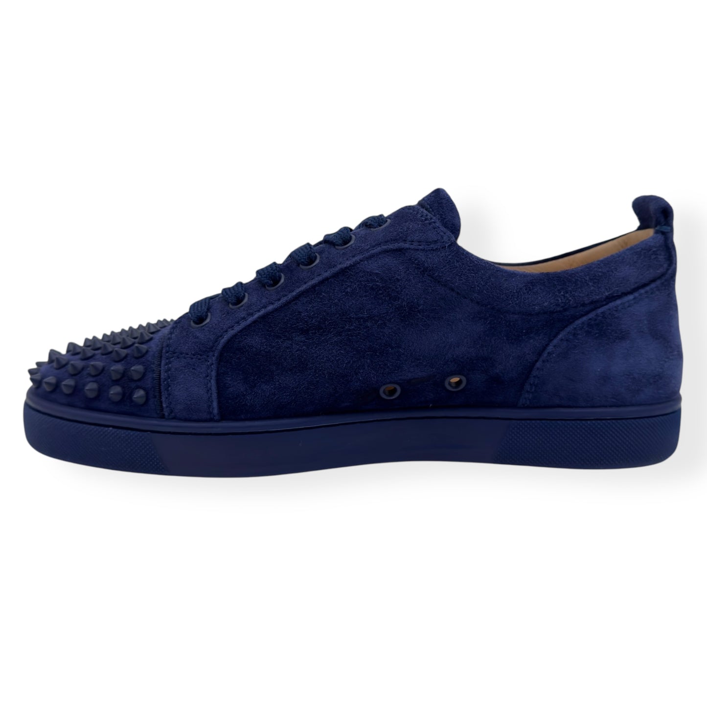 CHRISTIAN LOUBOUTIN LOUIS JUNIOR SPIKE SUEDE SNEAKER NAVY BLUE 43 / UK9