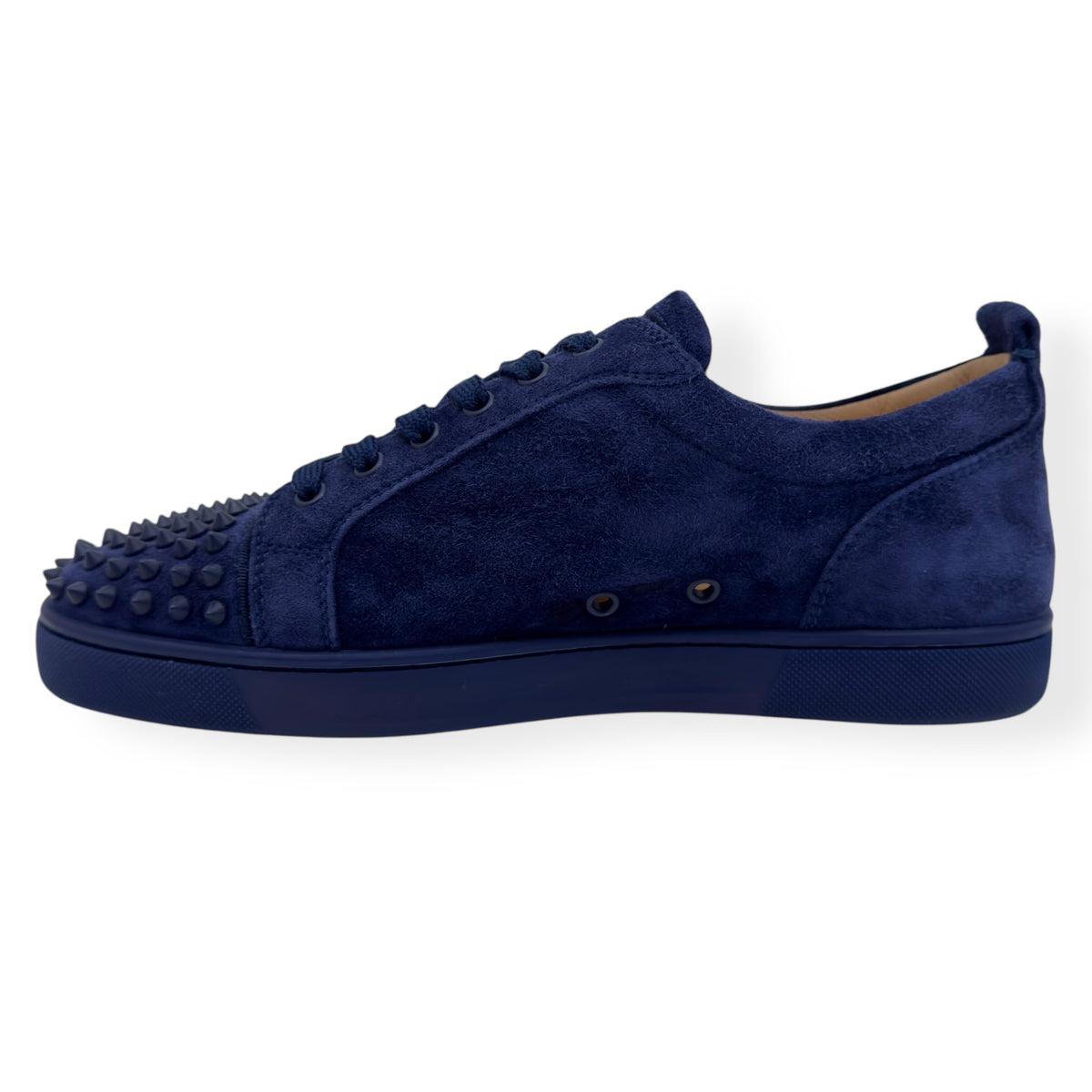 CHRISTIAN LOUBOUTIN LOUIS JUNIOR SPIKE SUEDE SNEAKER NAVY BLUE 43 / UK9