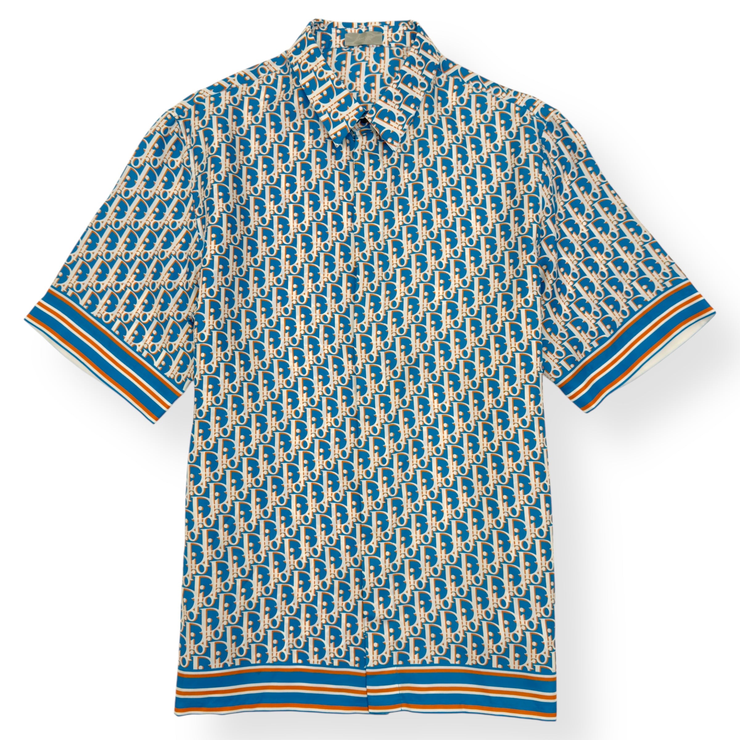 DIOR OBLIQUE SILK MONOGRAM SHIRT BLUE 40 / M