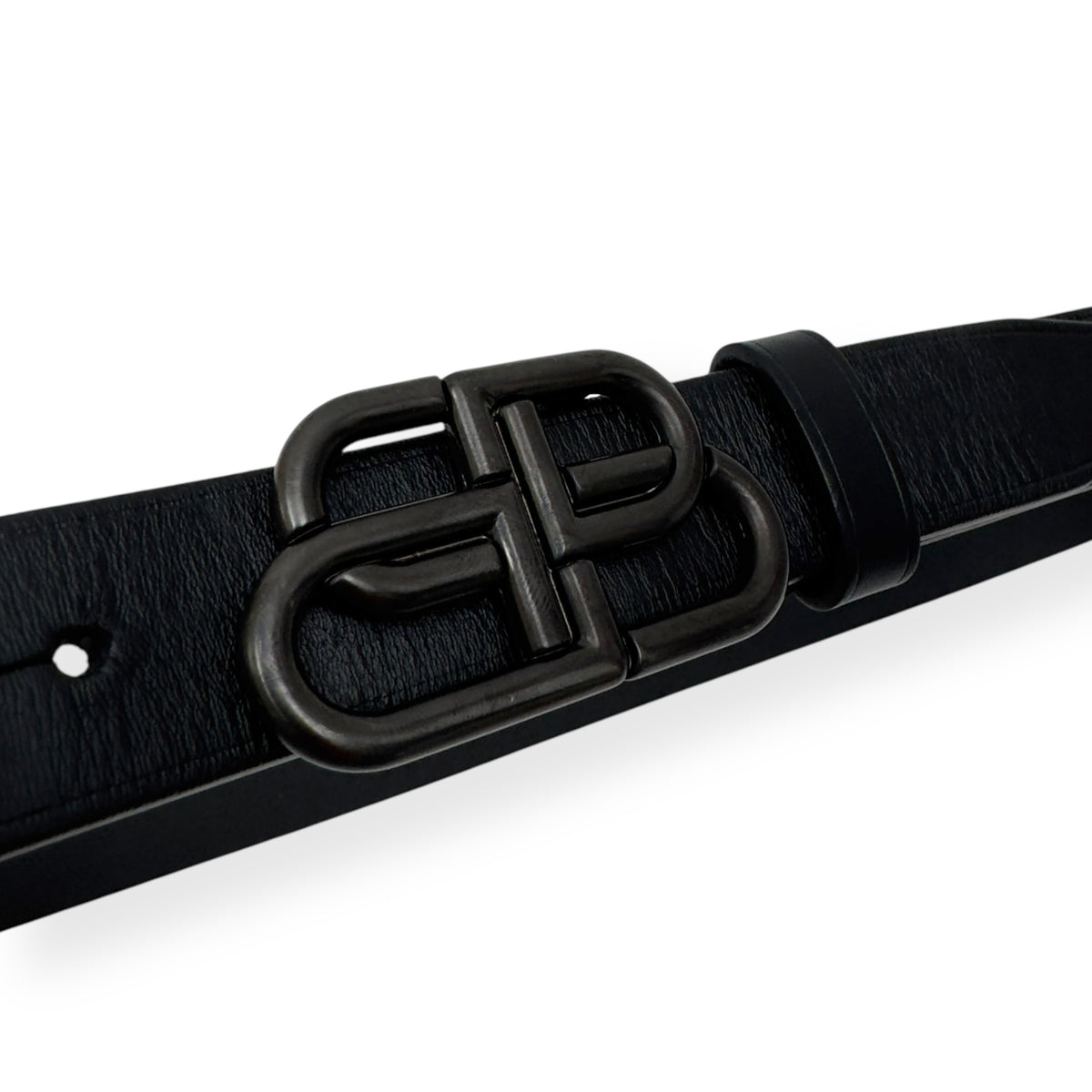 BALENCIAGA BB THIN LEATHER BELT BLACK 75CM