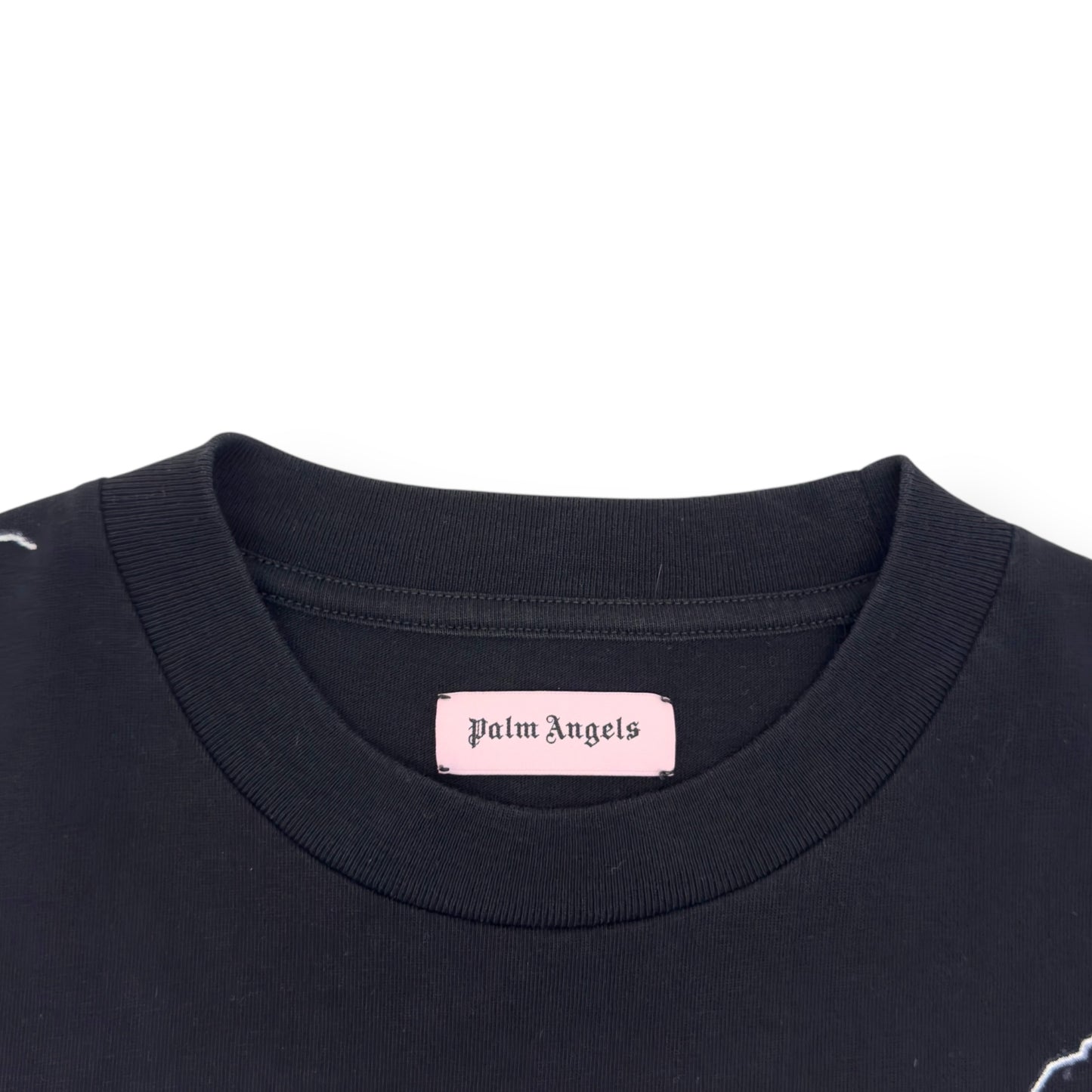 PALM ANGELS BURNING COWBOY COTTON T-SHIRT BLACK S