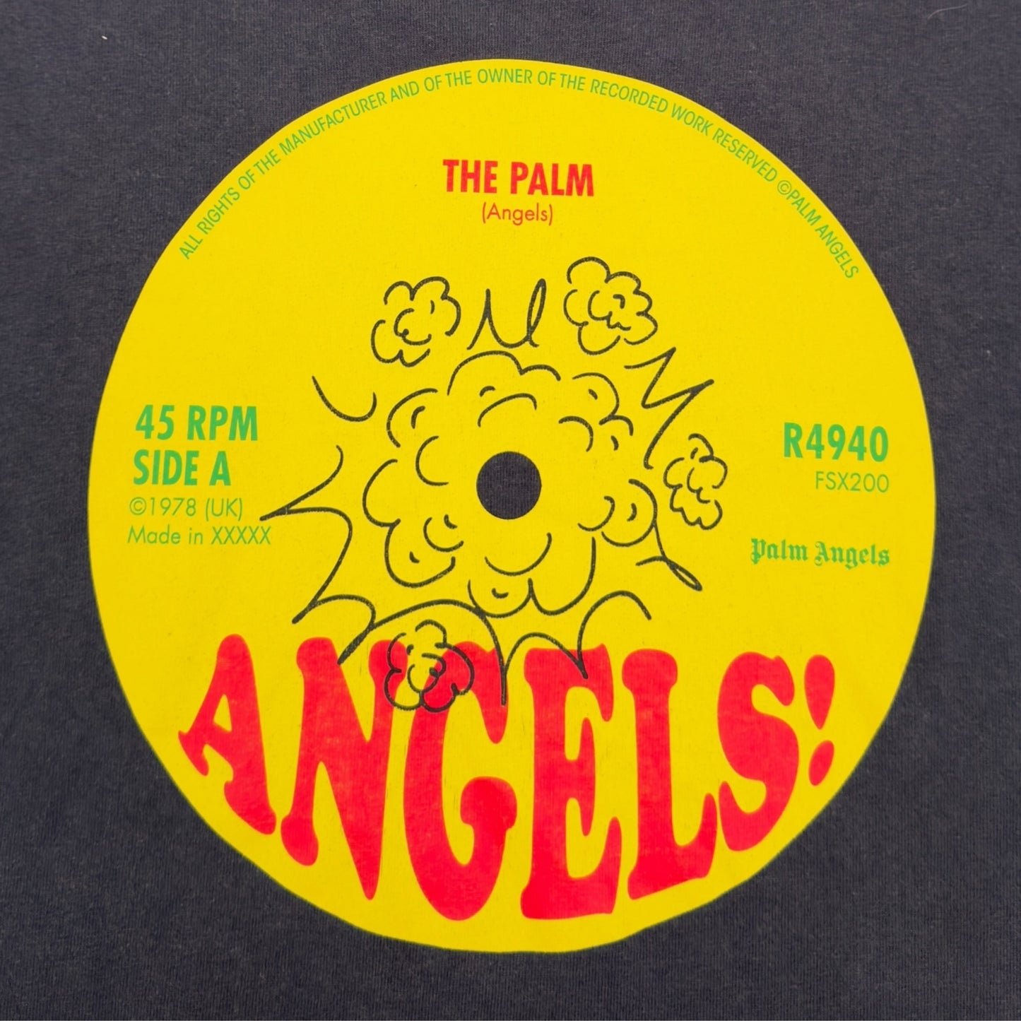 PALM ANGELS LOGO PRINT T-SHIRT BLACK / YELLOW M