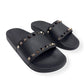 VALENTINO GARAVANI ROCKSTUD RUBBER SLIDES BLACK / SILVER 38 / UK5