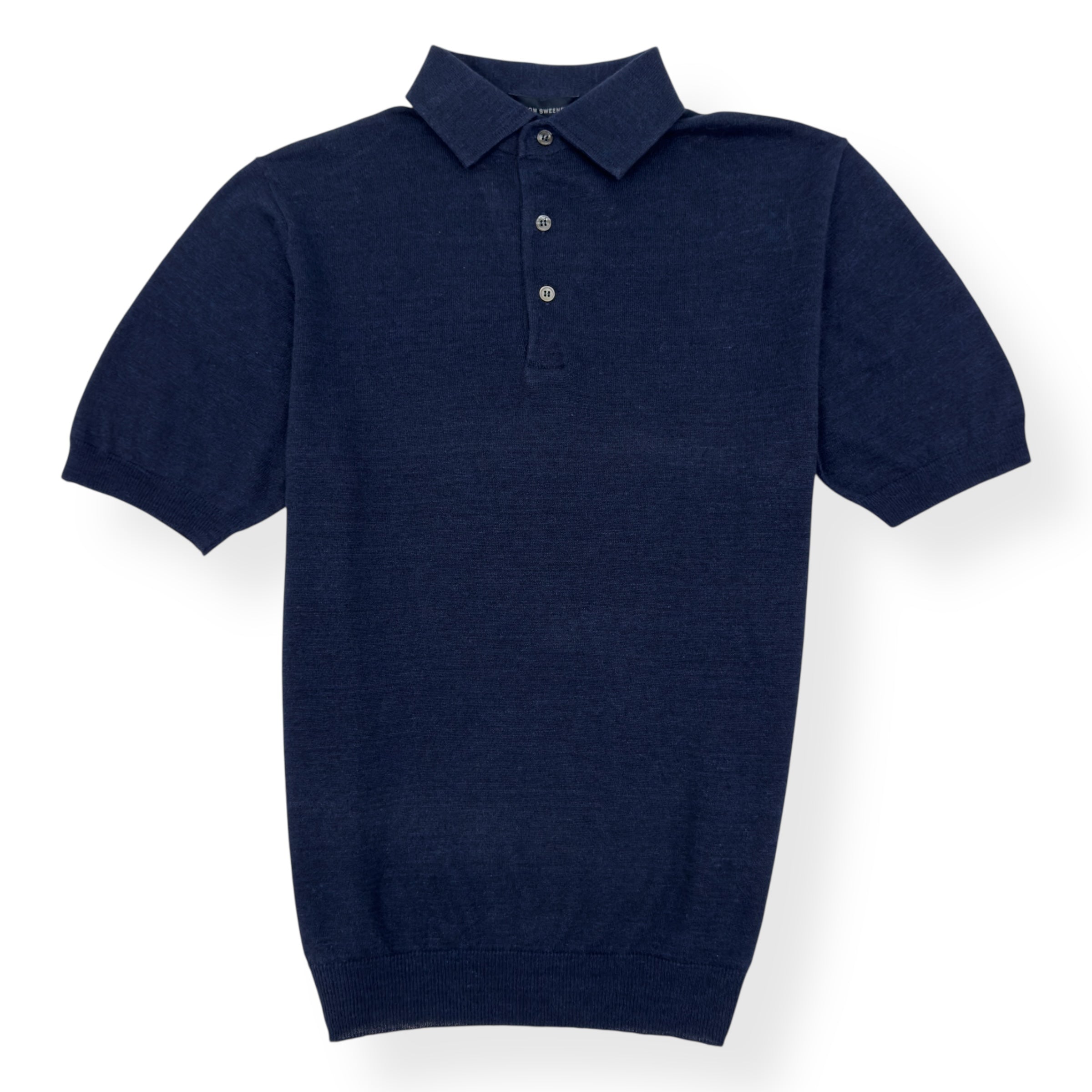 THOM SWEENEY LINEN POLO SHIRT NAVY 50 / M