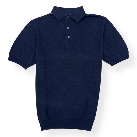 THOM SWEENEY LINEN POLO SHIRT NAVY 50 / M