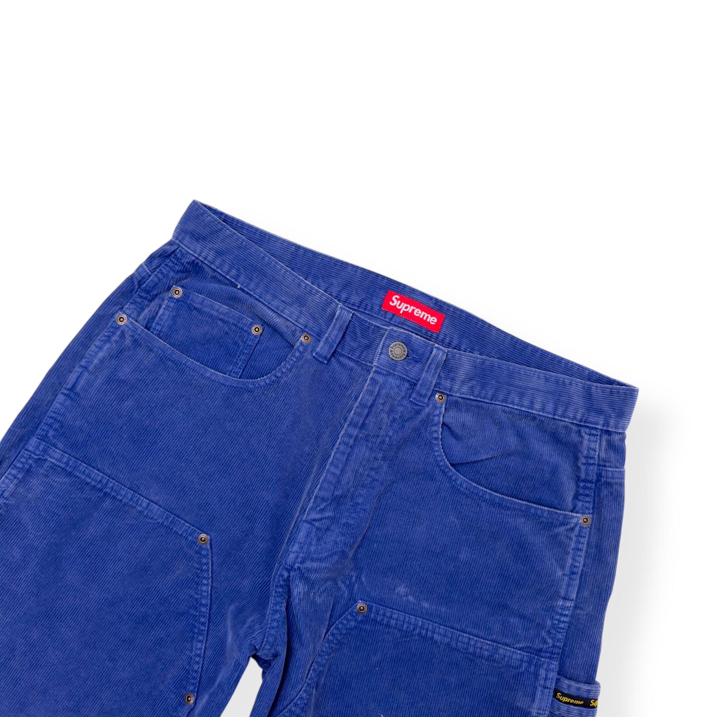SUPREME WASHED CORDUROY DOUBLE KNEE SHORTS BLUE M