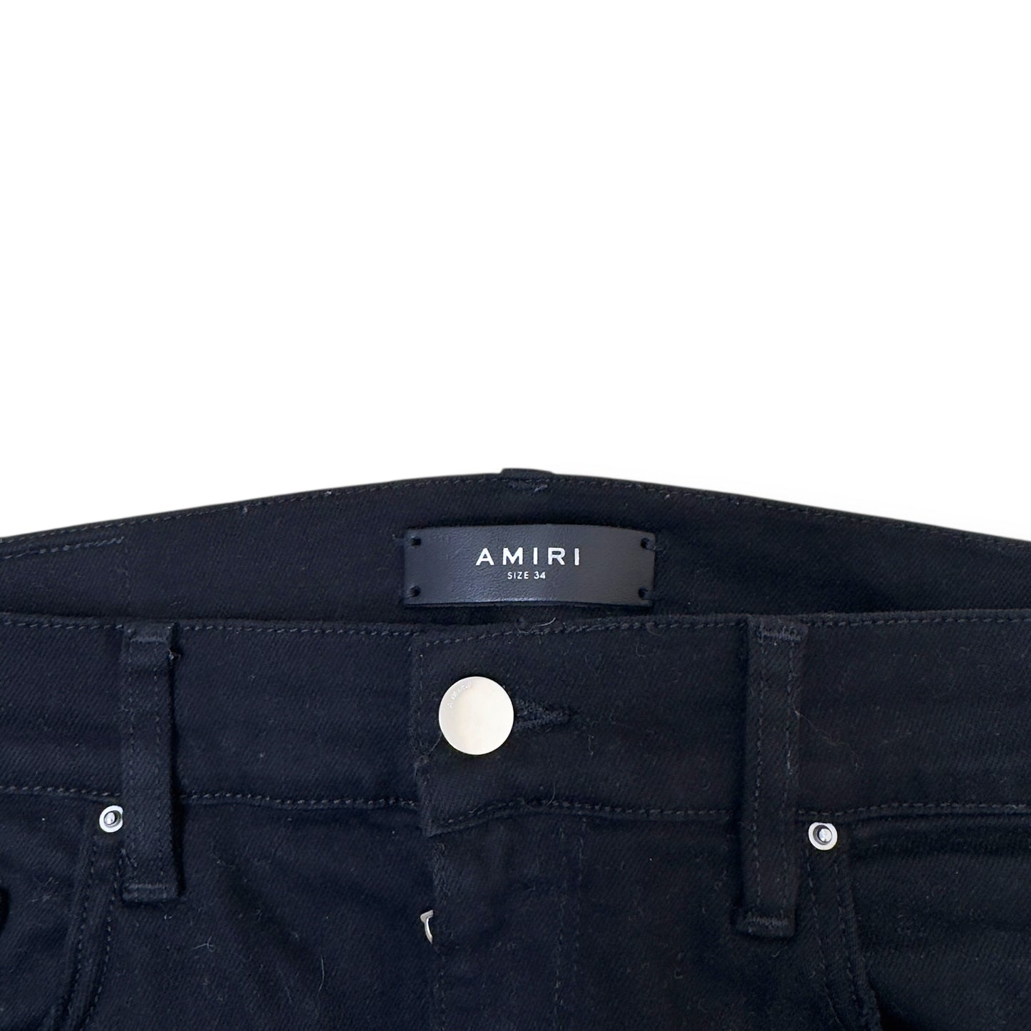 AMIRI MX1 SKINNY SNAKE-PANELLED DENIM JEANS BLACK / WHITE W34”