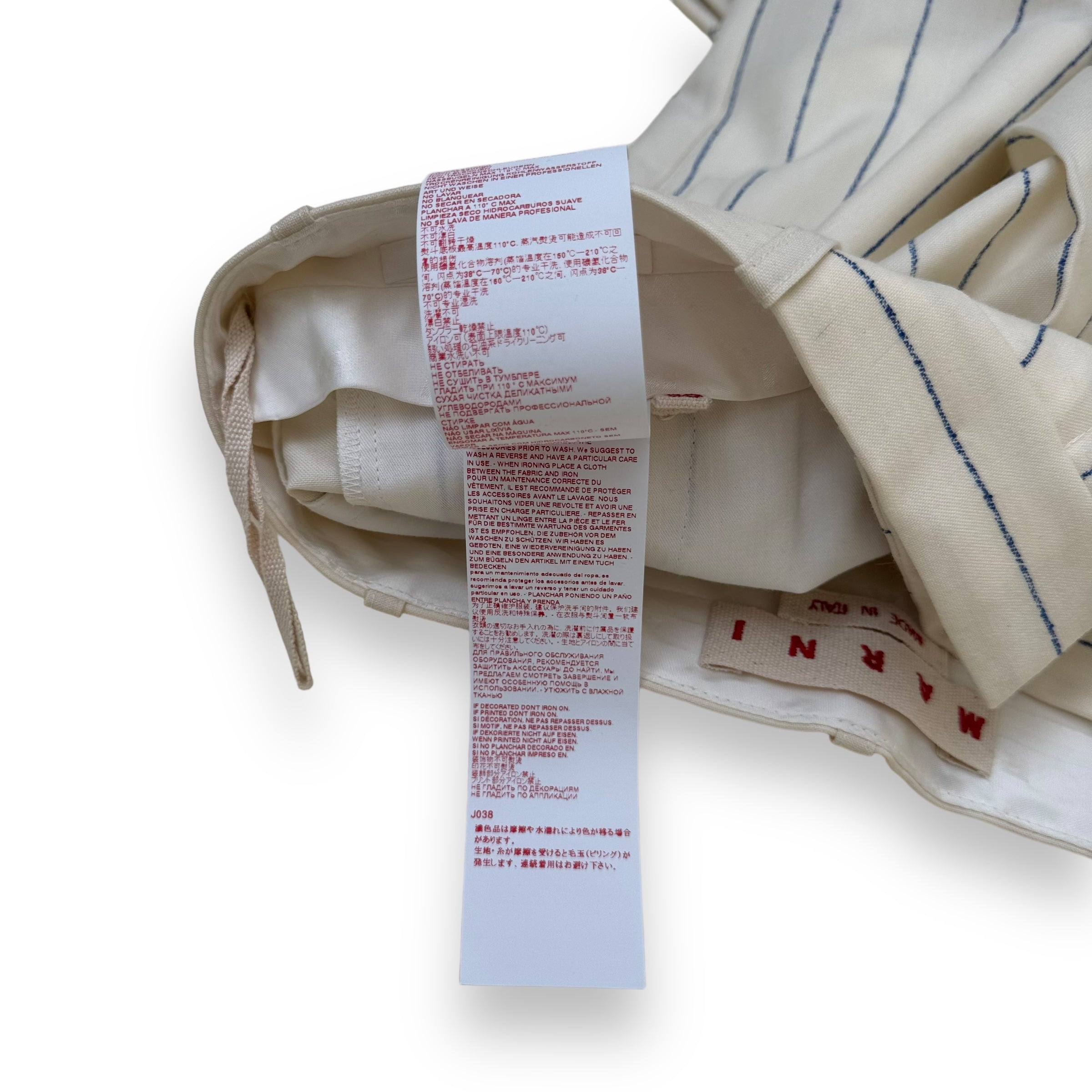 MARNI PINSTRIPE TAILORED TROUSERS NATURAL / BLUE L