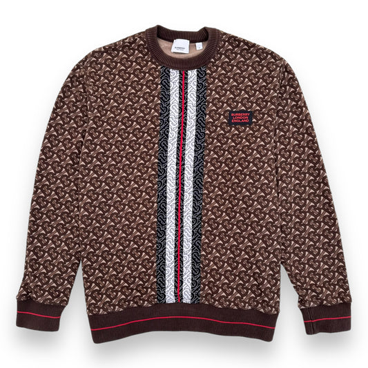 BURBERRY MONOGRAM STRIPE PRINT COTTON SWEATSHIRT BROWN M