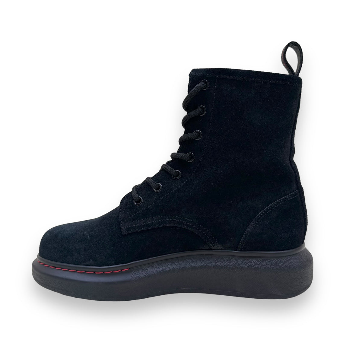 ALEXANDER MCQUEEN HYBRID LACE-UP SUEDE BOOTS BLACK UK5