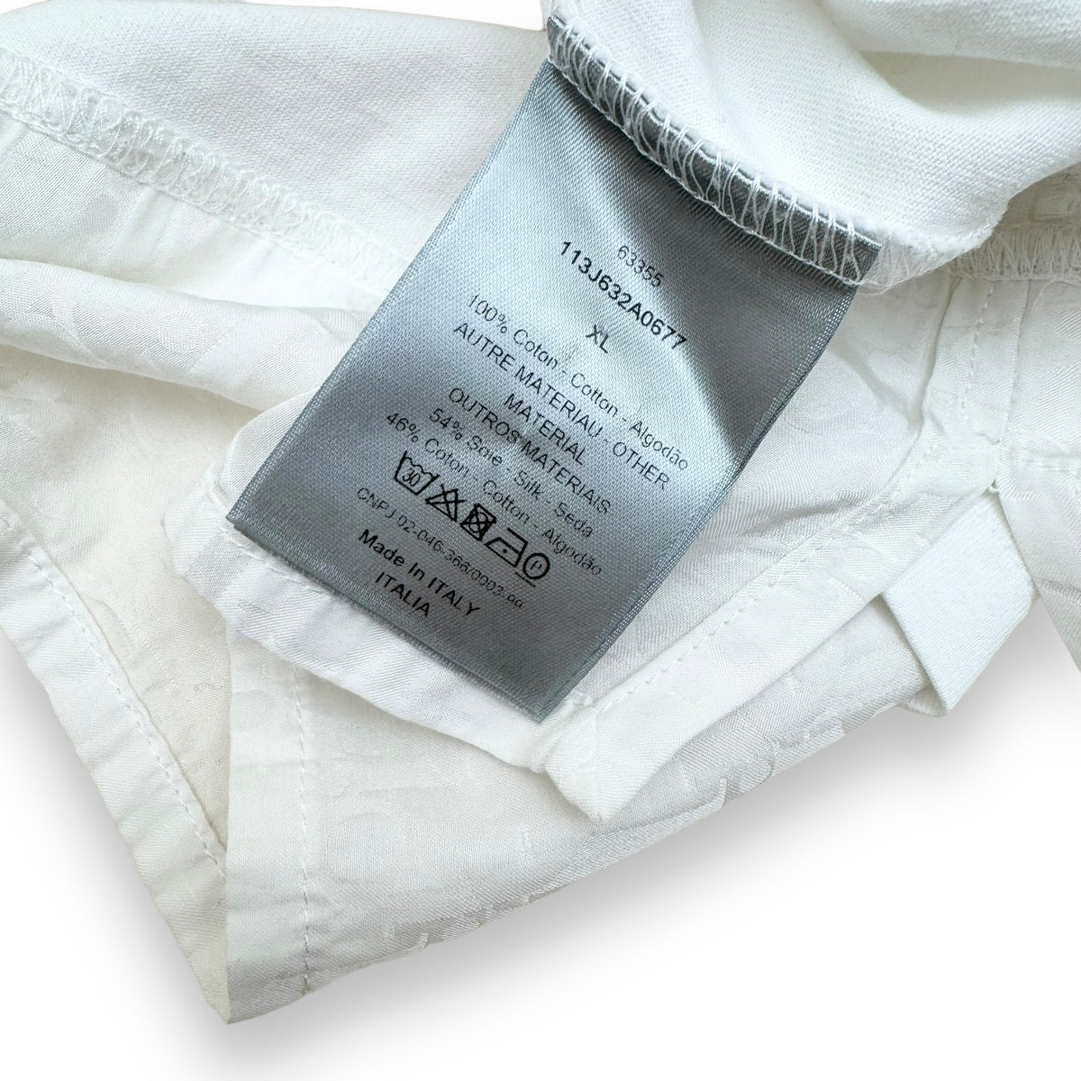 DIOR OBLIQUE LAYERED SILK TRIM T-SHIRT WHITE XL