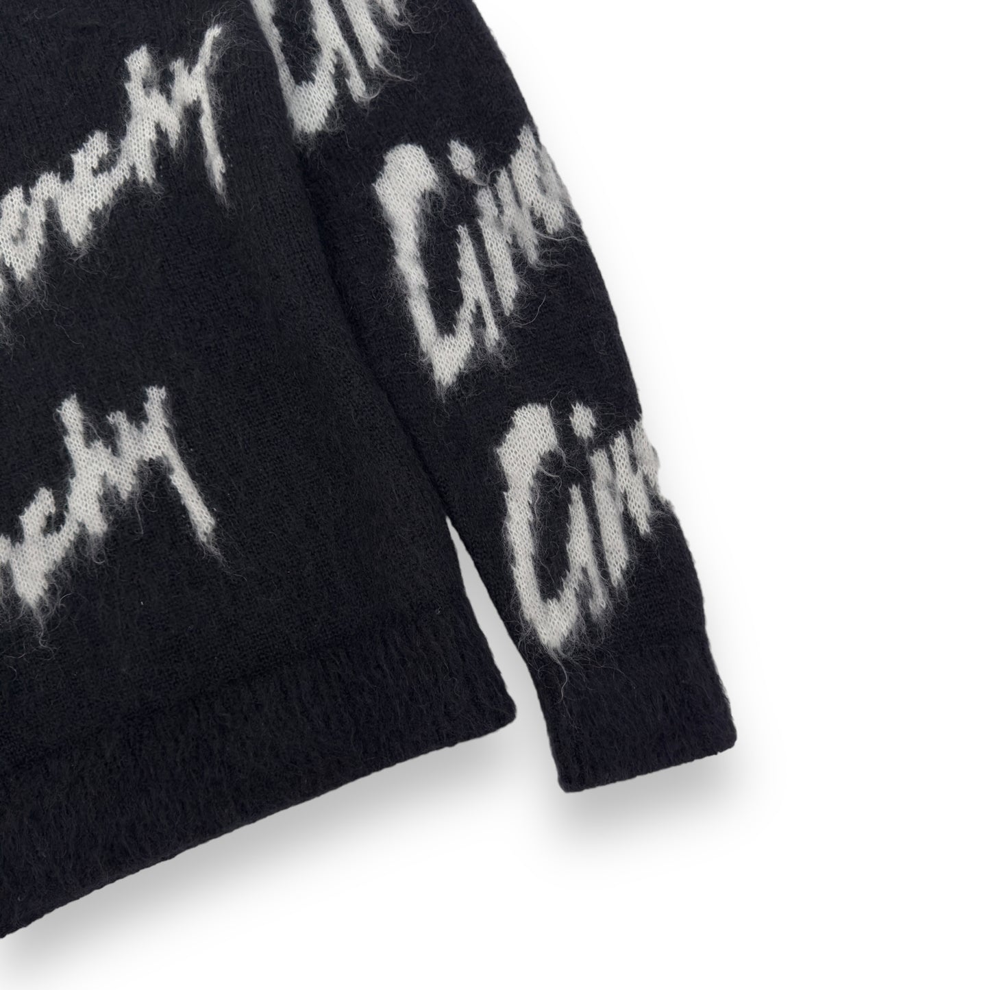 GIVENCHY MOHAIR LOGO PRINT KNITTED JUMPER BLACK / WHITE M