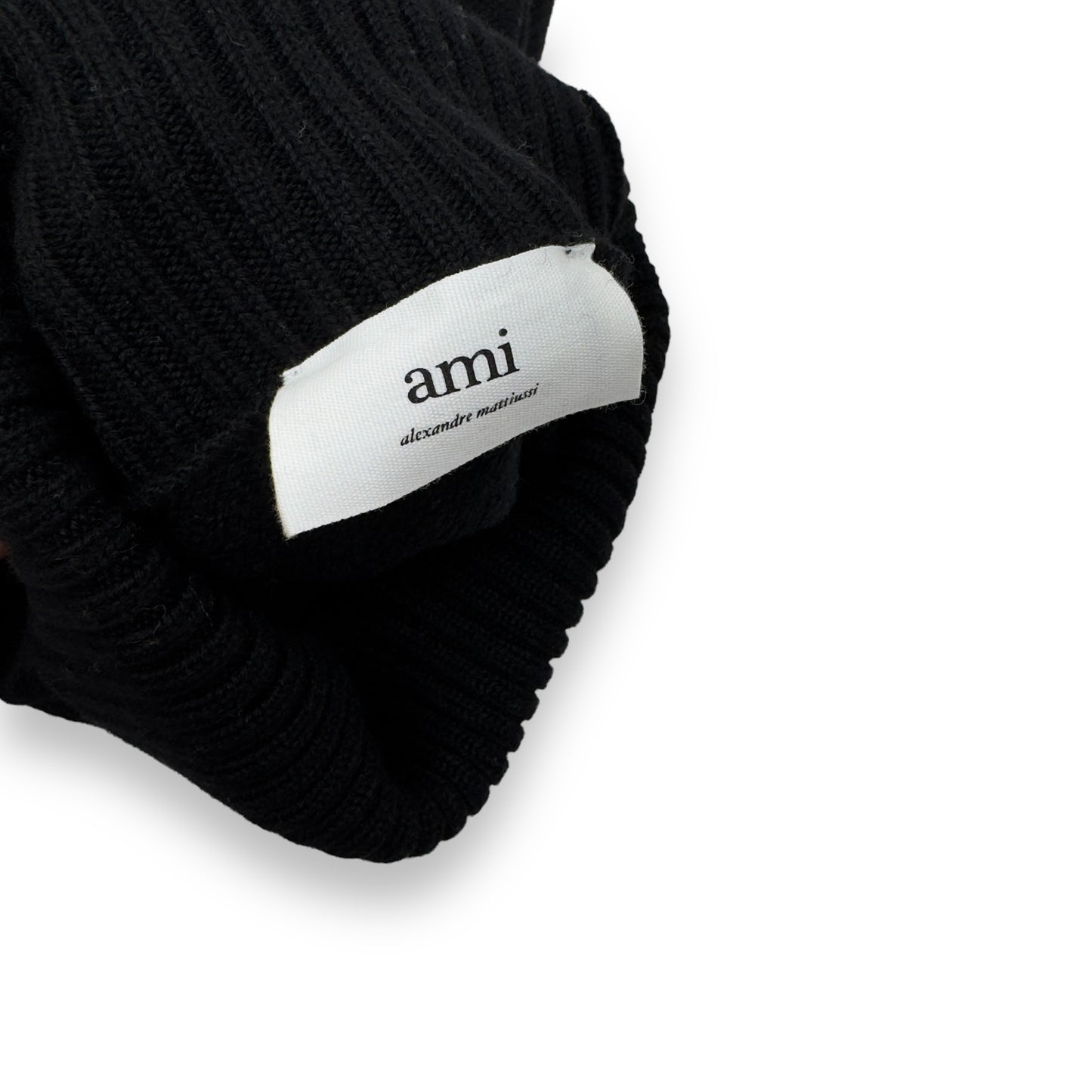 AMI PARIS WOOL LOGO SWEATER BLACK L