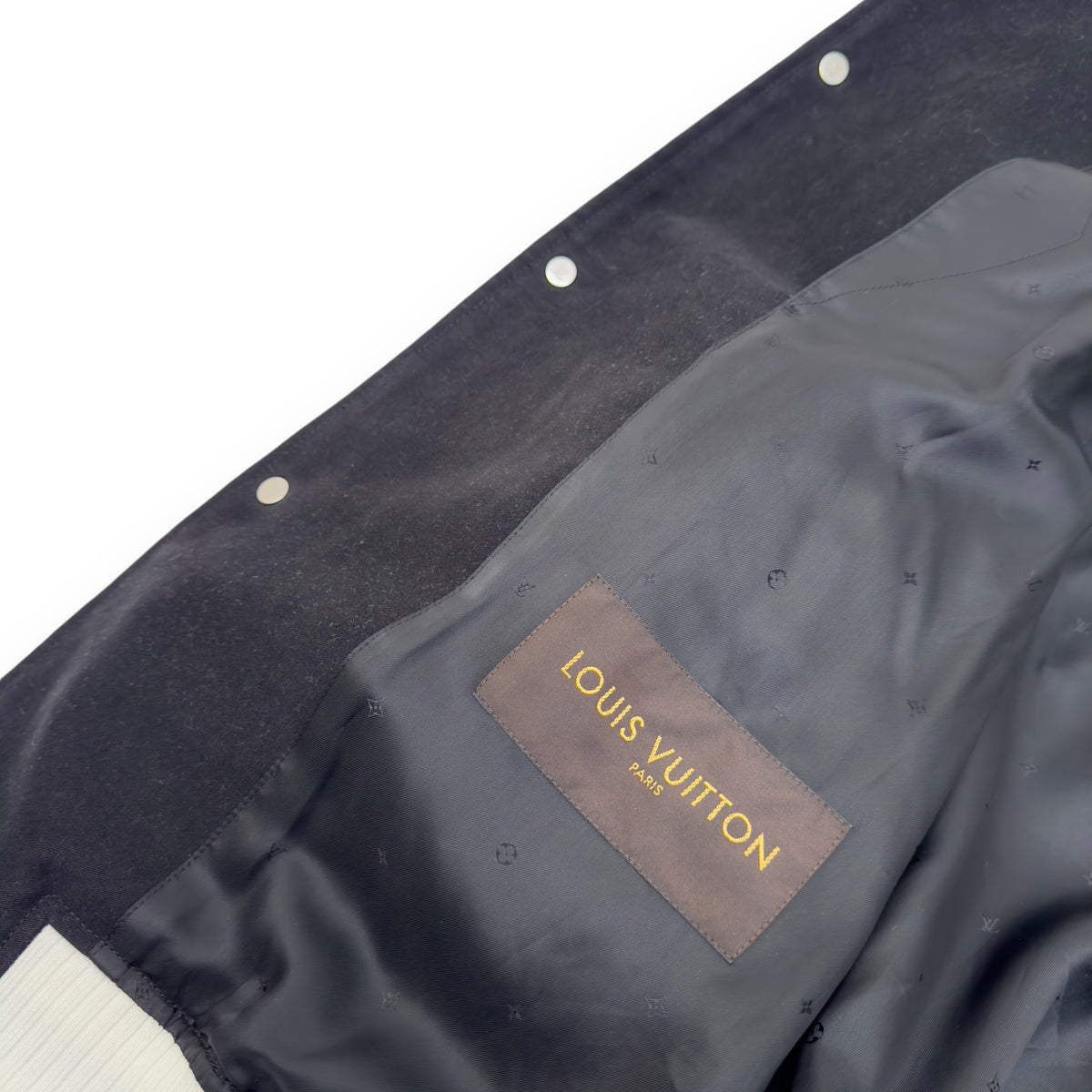 LOUIS VUITTON X FRAGMENT SS17 LV VARSITY JACKET BLACK / WHITE L