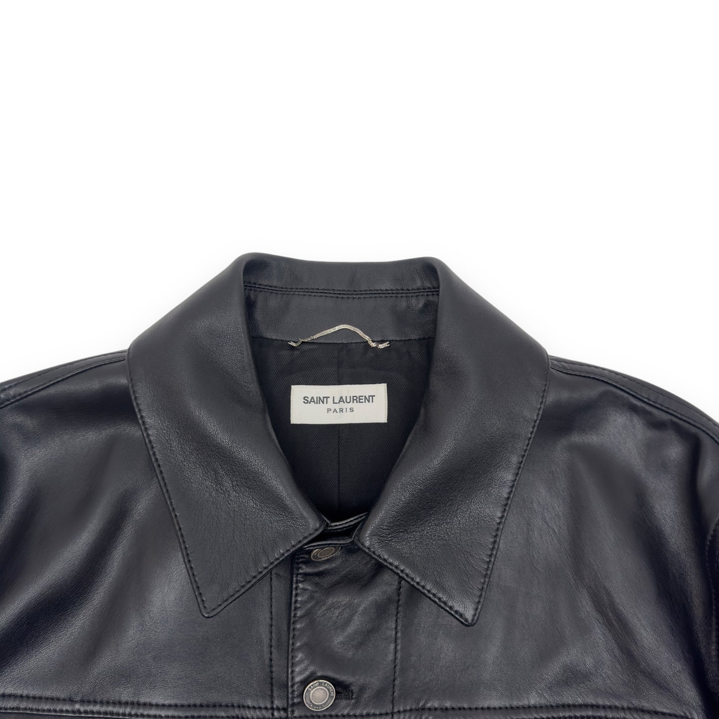 SAINT LAURENT SLIM-FIT LEATHER TRUCKER JACKET XXL