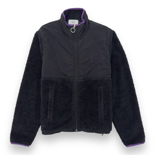 AMI PARIS SHERPA ZIPPED JACKET BLACK / PURPLE M