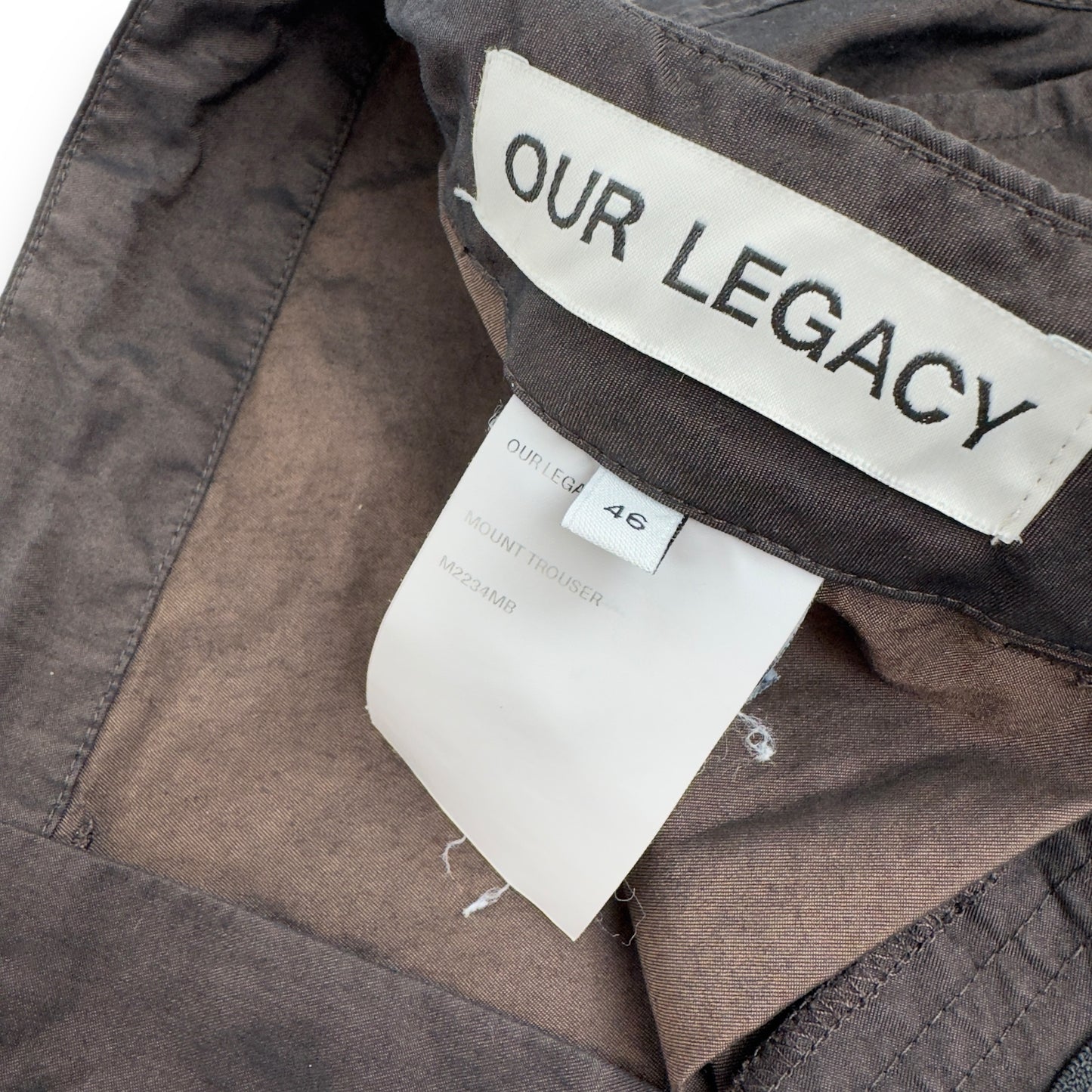 OUR LEGACY MOUNT CARGO TROUSERS METALLIC BROWN W32"