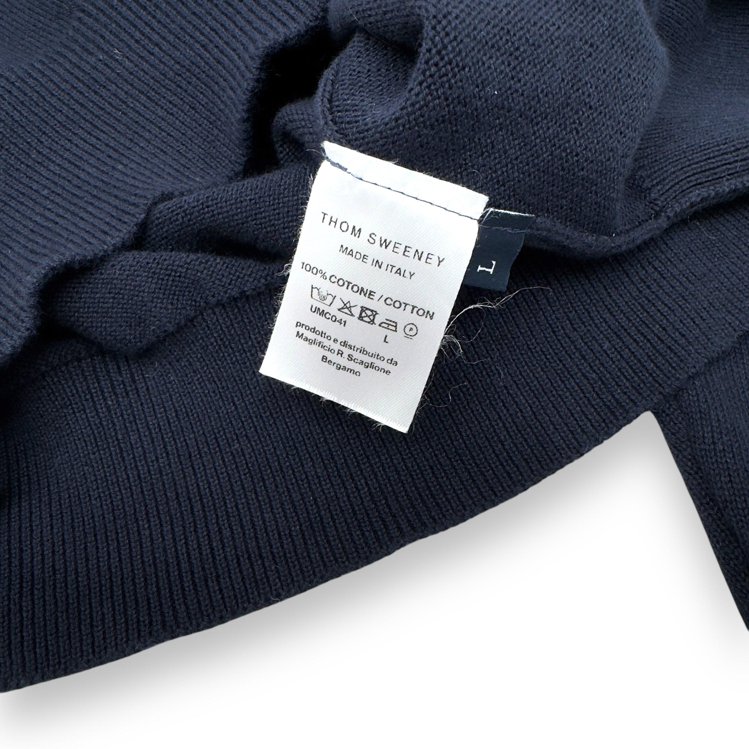 THOM SWEENEY COTTON LONG SLEEVE SKIPPER POLO SHIRT NAVY L
