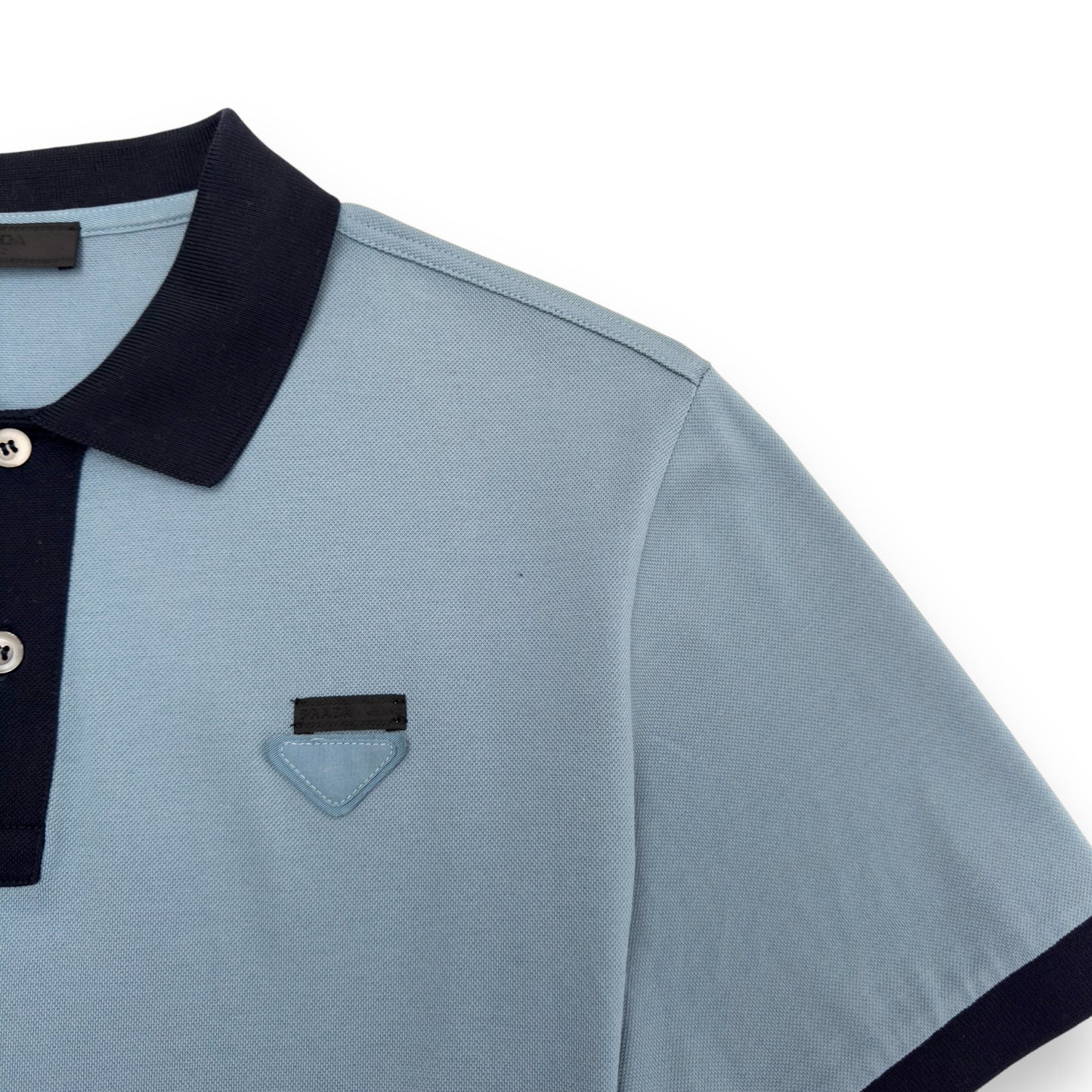 PRADA CHEST LOGO POLO SHIRT BLUE / BLACK M