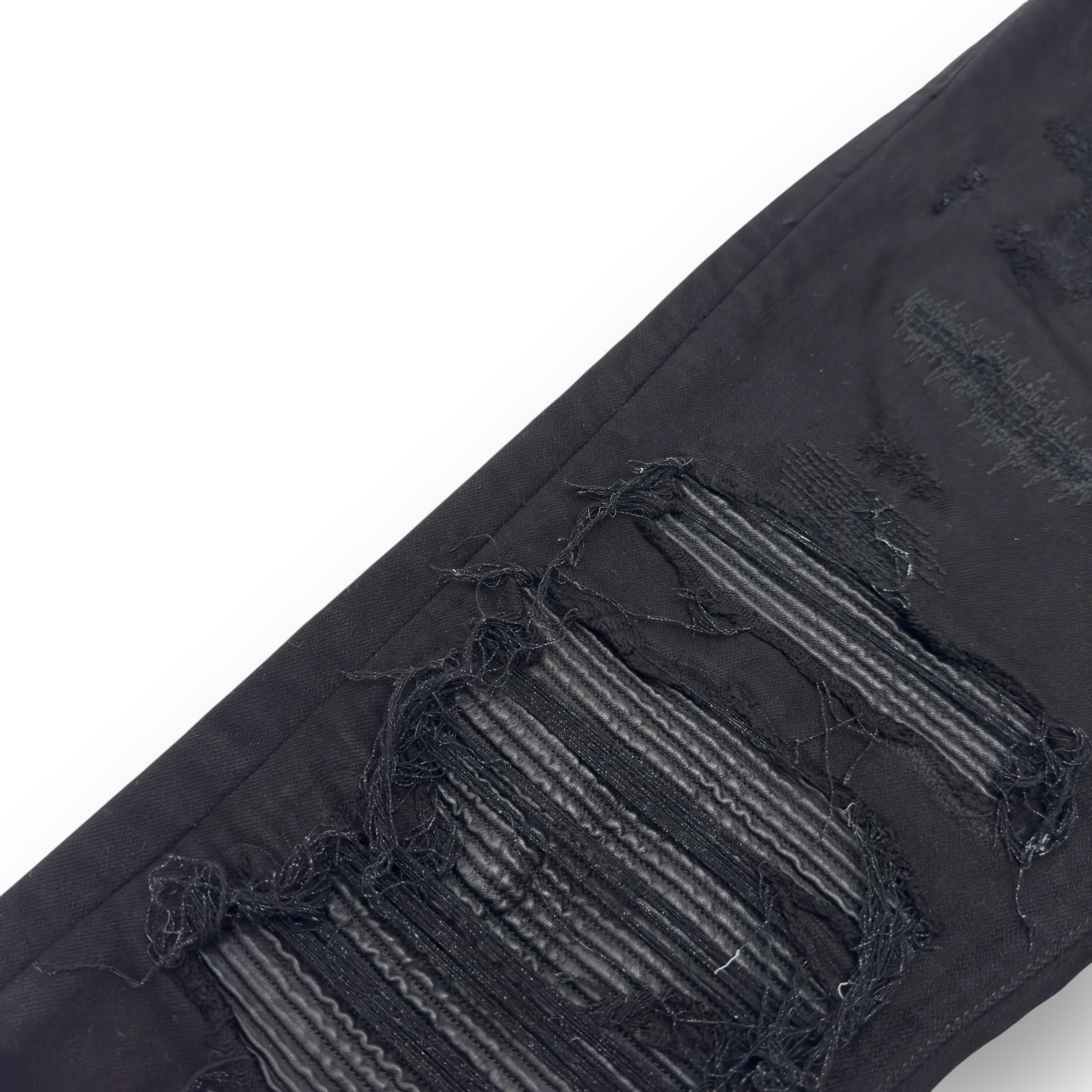AMIRI MX1 SKINNY FIT LEATHER PATCH DENIM JEANS BLACK W32