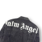 PALM ANGELS LOGO PRINT OVERSIZED DENIM JACKET GREY / WHITE M