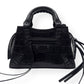 BALENCIAGA NEO CLASSIC CROC EMBOSSED LEATHER SHOULDER BAG BLACK MINI