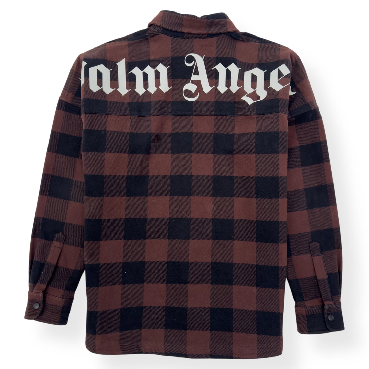 PALM ANGELS OVERSIZED CLASSIC LOGO CHECK OVER SHIRT BLACK / BROWN S