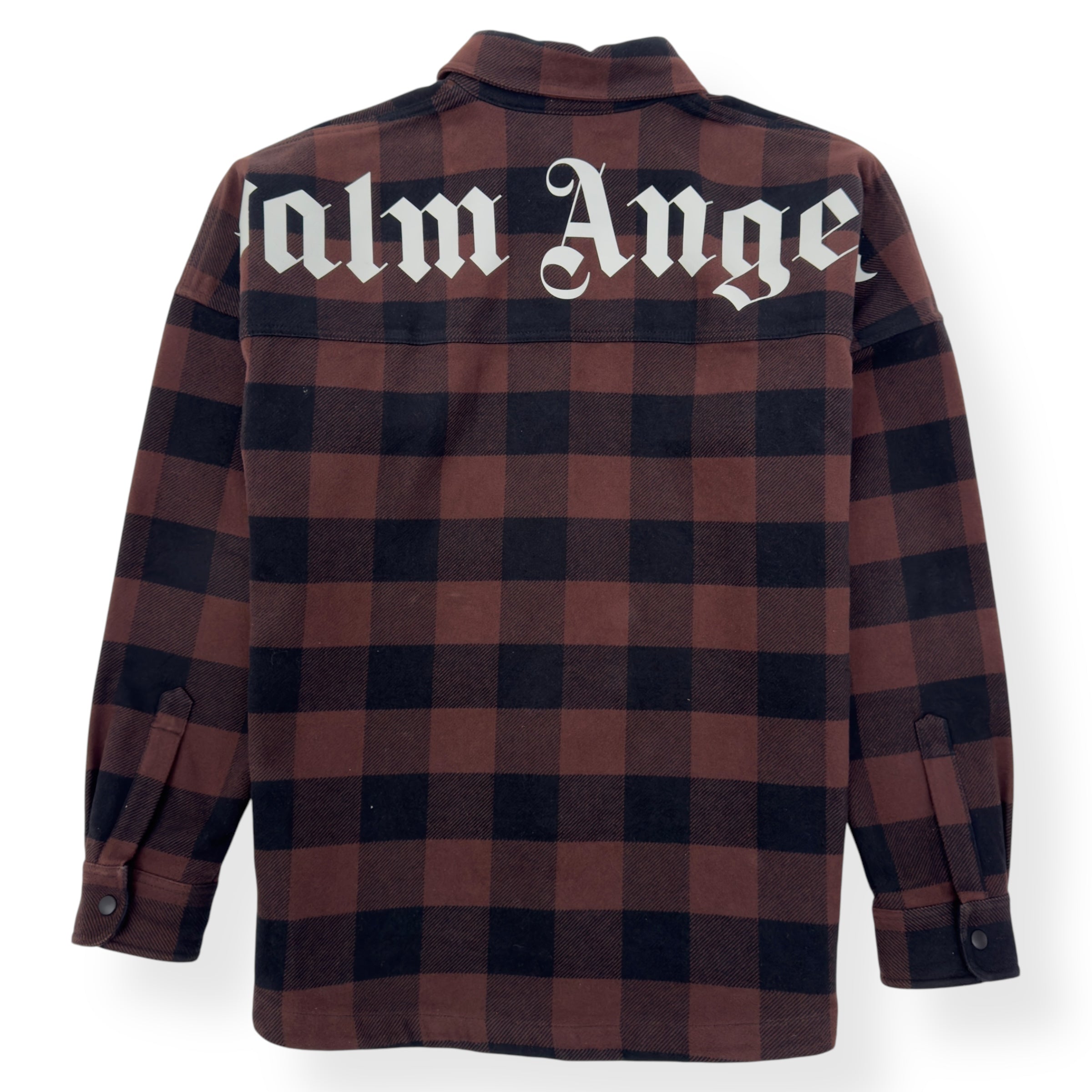 PALM ANGELS OVERSIZED CLASSIC LOGO CHECK OVER SHIRT BLACK / BROWN S