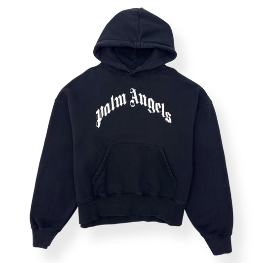 PALM ANGELS CURVED LOGO HOODIE BLACK / WHITE XL