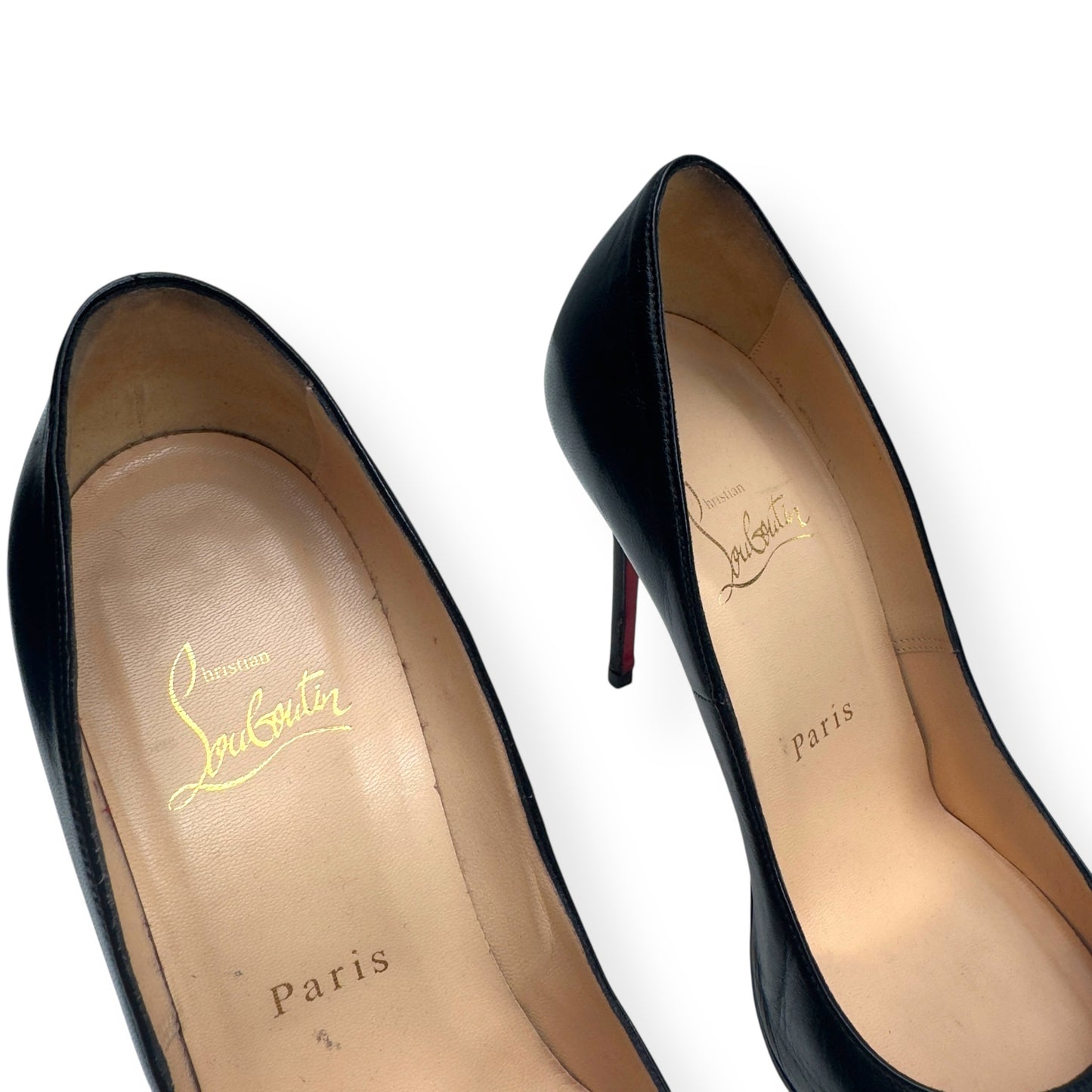 CHRISTIAN LOUBOUTIN LEATHER FIFI SIMPLE HEELS BLACK / RED 36 / UK3