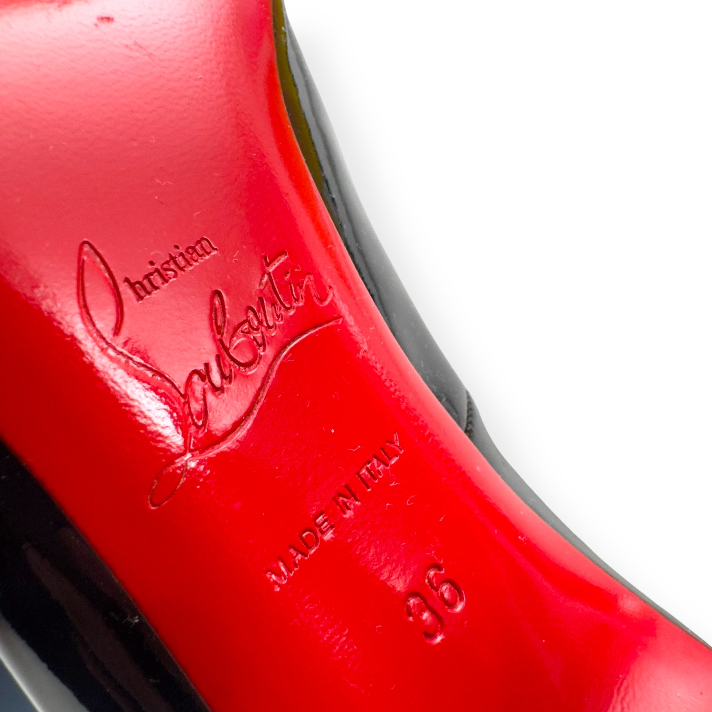 CHRISTIAN LOUBOUTIN LEATHER SIMPLE PUMPS BLACK / RED 36 / UK3