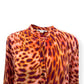 STELLA MCCARTNEY MULTICOLOUR PRINT SILK BUTTONED SHIRT BLOUSE ORANGE 46 / UK14