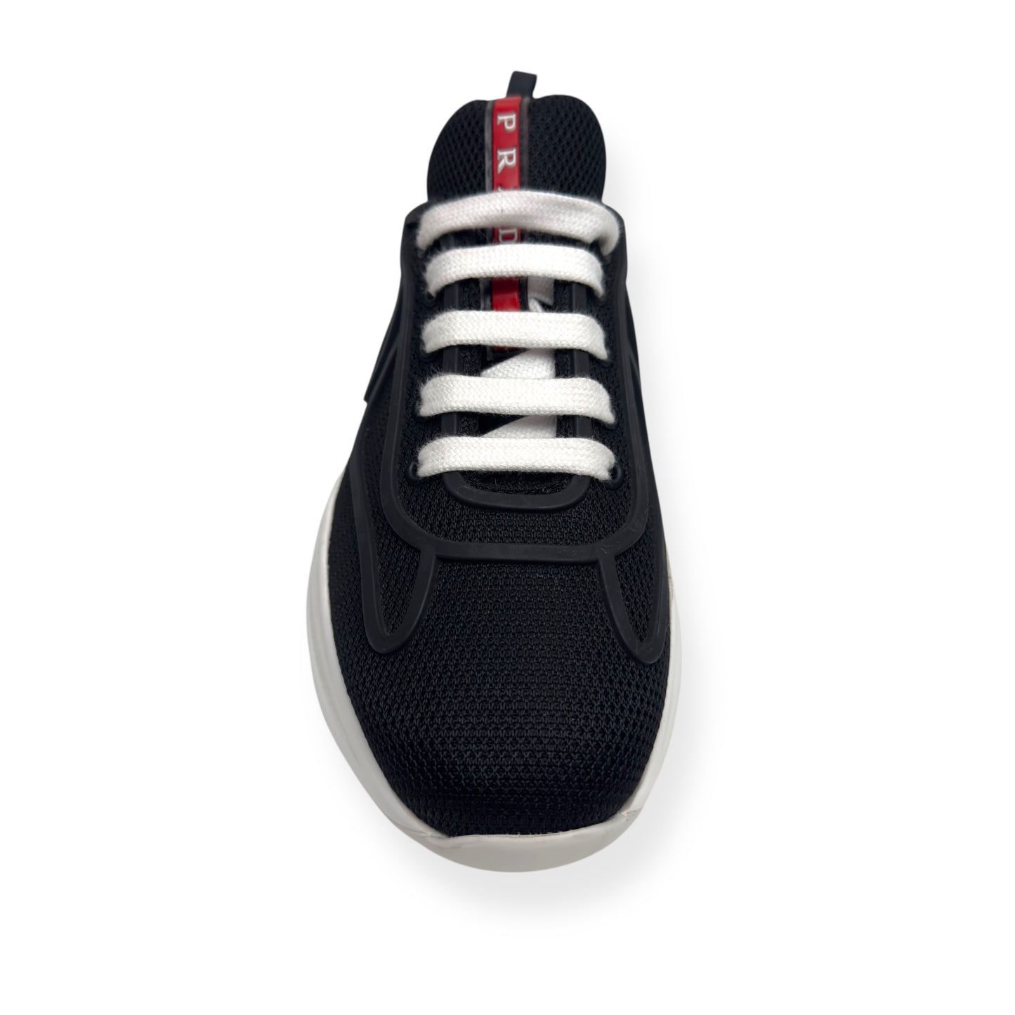 PRADA AMERICAS CUP LOW TOP SNEAKER BLACK / WHITE 37.5 / UK4.5