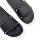 VALENTINO GARAVANI ROCKSTUD RUBBER SLIDES BLACK / SILVER 38 / UK5