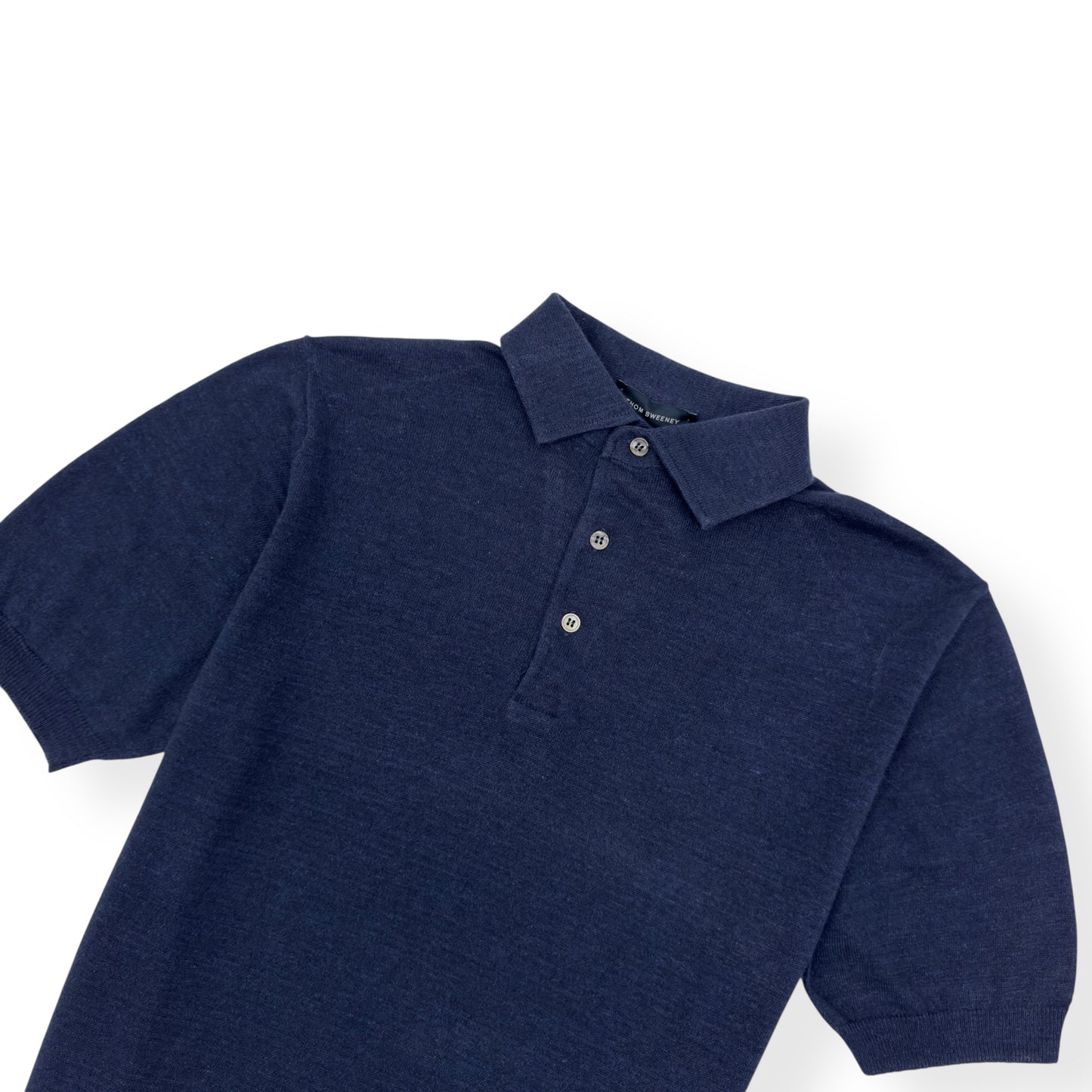 THOM SWEENEY LINEN POLO SHIRT NAVY 50 / M