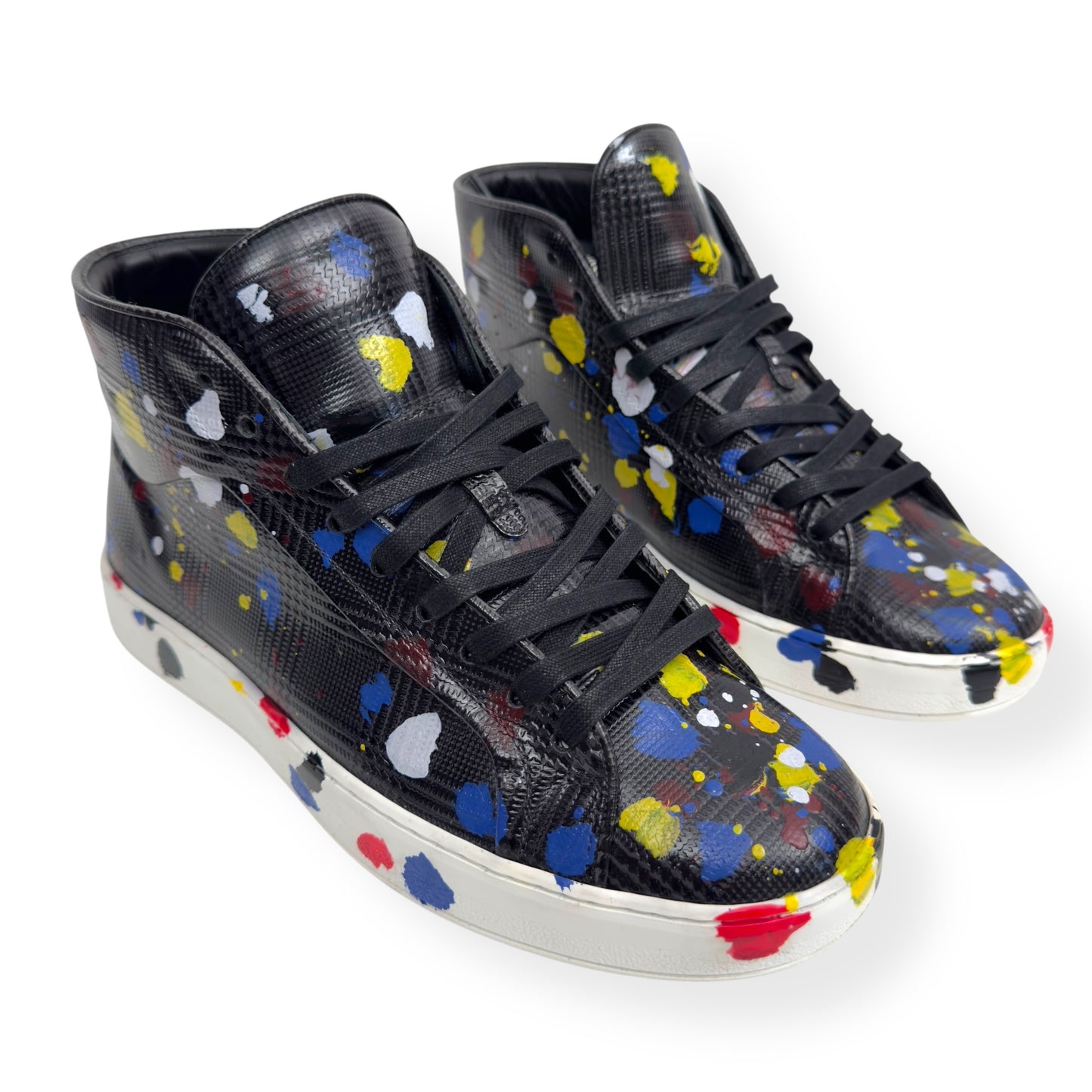 DIOR HOMME HIGH-TOP B06 PAINT SPLATTER SNEAKER BLACK UK8