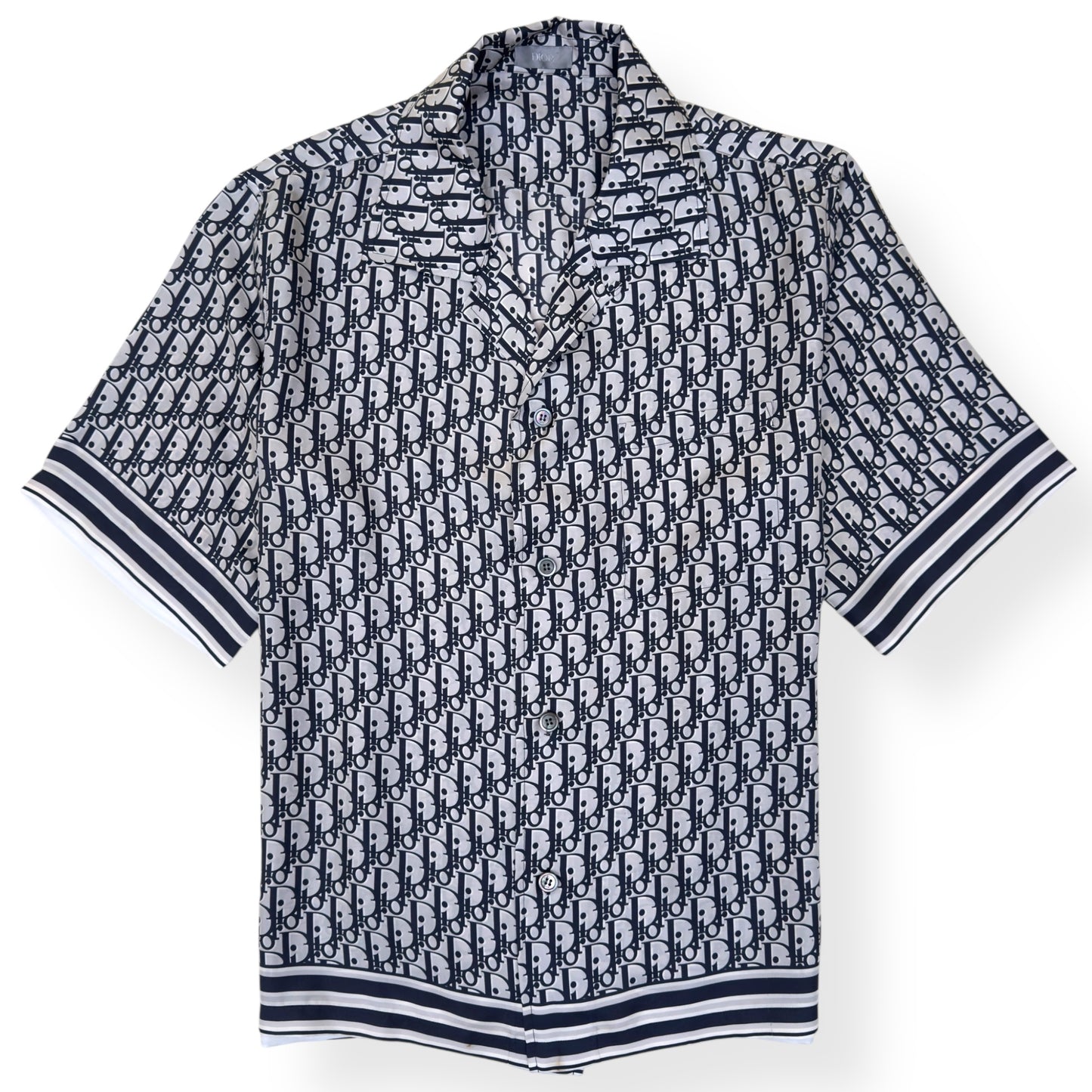 DIOR OBLIQUE SILK SHIRT BLACK / WHITE 41 / M